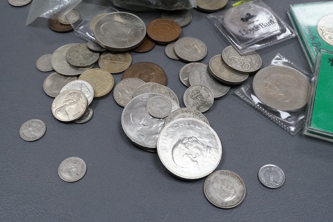 A collection of coins including pre 1947 Halfcrowns, Florins, shillings etc.